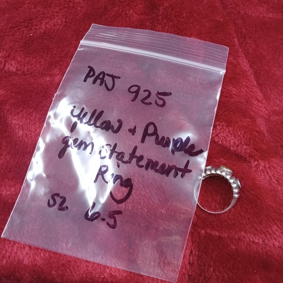 Sterling Silver PAJ Yellow & Purple Ribbed Ring - Picture 12 of 12